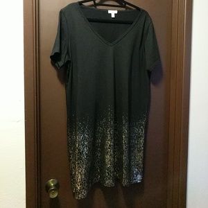 Black cotton dress with metallic dipped half